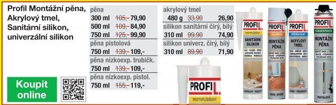 PROFIL MONTÁŽNÍ PĚNA, SILIKON
