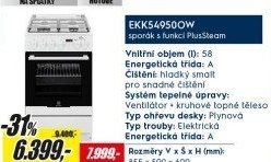 EKK 54950OW SPORÁK KOMBI. ELECTROLUX