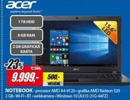 A315-21G-44FZ 15,6 A4 1T 8G 2G W10 ACER