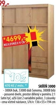 Skříň s posuvnými dveřmi 3000