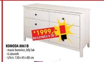 Komoda 6 zásuvek 8061B bílý lak