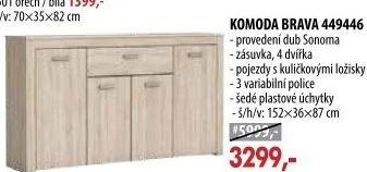 Komoda 4 dveře + 1 zásuvka BRAVA dub