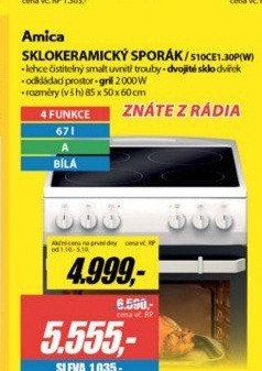 510CE1.30P(W) SPORÁK SKLOKERAMICKÝ AMICA