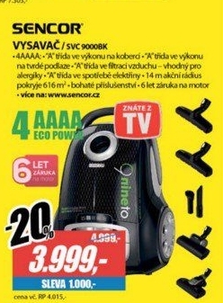 SVC 9000BK Sáčkový vysavačSENCOR