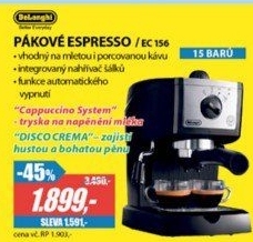 EC 156 ESPERESSO PÁKOVÉDELONGHI