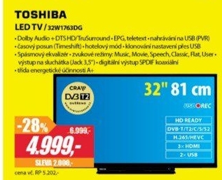 32W1763DG HD TV T2/C/S2TOSHIBA
