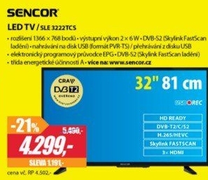 SLE 3222TCSH.265 (HEVC)SENCOR
