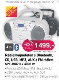 SPT 3907 B RADIO S CD/USB/BT/KAZE SENCOR