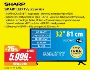 LC 32HI5332 SMART DVB-S2/T2 H265SHARP