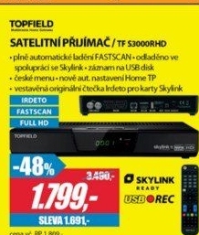 TF S3000RHD IRDETO USB PVRTOPFIELD