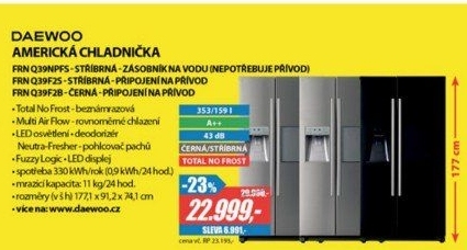 FRN Q39NPFS SBS A++ BAR+LED+NÁDRŽ DAEWOO