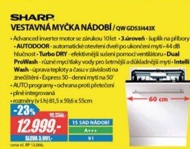 QW GD53I443X MYČKA 60CM VEST. SHARP