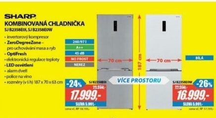 SJ B2358E0I CHLADNIČKA KOMBI. SHARP
