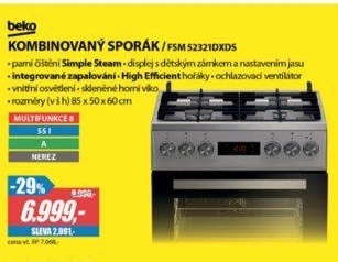 FSM 52321DXDS SPORÁK KOMBI.BEKO