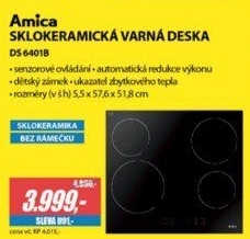 DS 6401B VARNÁ DESKA SKLOKERAM.AMICA