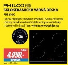 PHS 610 C sklokeramická deska PHILCO