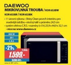 KOR 6S3BW BÍLÁMIKROV. TROUBA DAEWOO