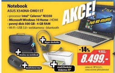 SADA X540NA-DM015T+HP2630+přísluše. SADA