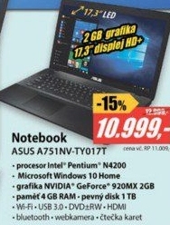 A751NV-TY017T 17,3 N4200 4G 1TB 2GB ASUS