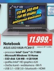UX310UA-FC891T 13,3 i3 4GB 128SSDASUS