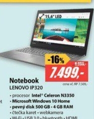 IP320 15,6 N3350 4GB 500G DVD W10 LENOVO