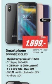 X50L DualSIM 1GB 16GB BlackDOOGEE