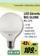 RLL 275 G95 E27 bigG 15W WWRETLUX