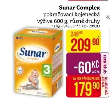 Kojenecké mléko Sunar Complex