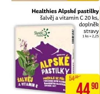 Doplněk stravy Pastilky alpské šalvěj a vitamin C Healthies