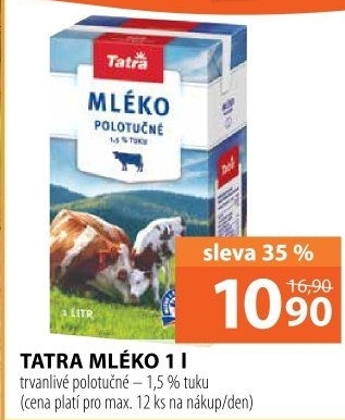Trvanlivé mléko Tatra - 1,5% polotučné