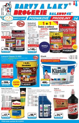 akční leták Barvy a laky drogerie 9.10.2018-27.10.2018
