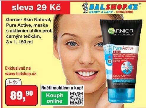 Pleťová maska s černým uhlím Pure Active Garnier