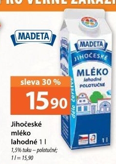 Mléko lahodné Jihočeské Madeta - 1,5% polotučné