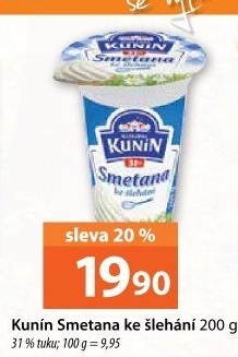 Smetana ke šlehání Kunín 31%
