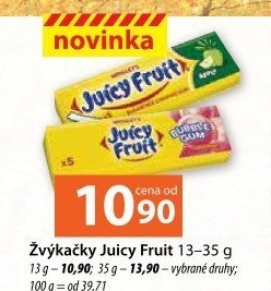 Žvýkačky Juicy Fruit Wrigley's