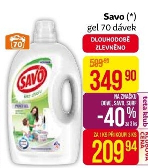Prací gel bez chloru Savo