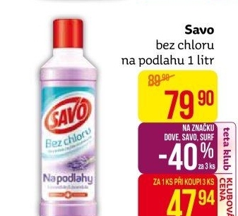 Čistič na podlahy bez chloru Savo