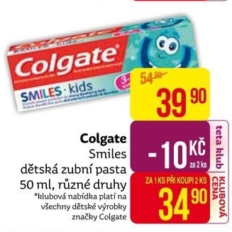 Pasta na zuby dětská Smiles Colgate