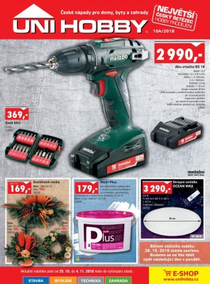 akční leták UNI HOBBY 25.10.2018-4.11.2018