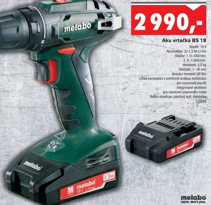 Aku vrtačka Metabo BS 18