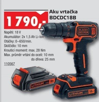 Aku vrtačka BDCDC18BAFC Black&Decker