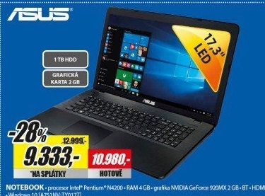 A751NV-TY017T 17,3 N4200 4G 1TB 2GB ASUS
