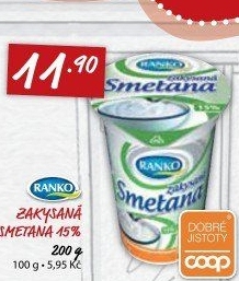 Smetana zakysaná Ranko 15%