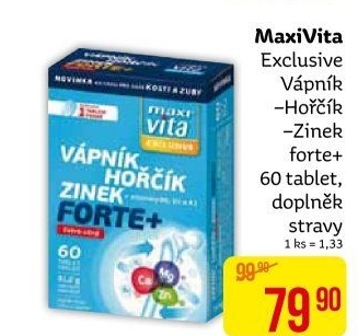 Doplněk stravy Vápník-Hořčík-Zinek Forte Exclusive Maxivita