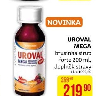 Doplněk stravy brusinkový sirup Mega Forte Uroval