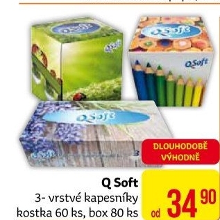 Papírové kapesníčky 3vrstvé Q Soft - box