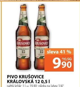 Pivo světlý ležák Královská 12° Krušovice