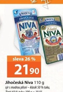 Sýr Niva Jihočeská 50% Madeta