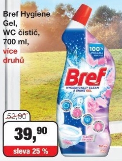 Čistič WC gelový Hygienically Clean & Shine Bref