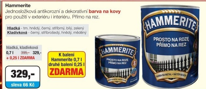 Hammerite hladká barva přímo na zrezivělý kov, více druhů